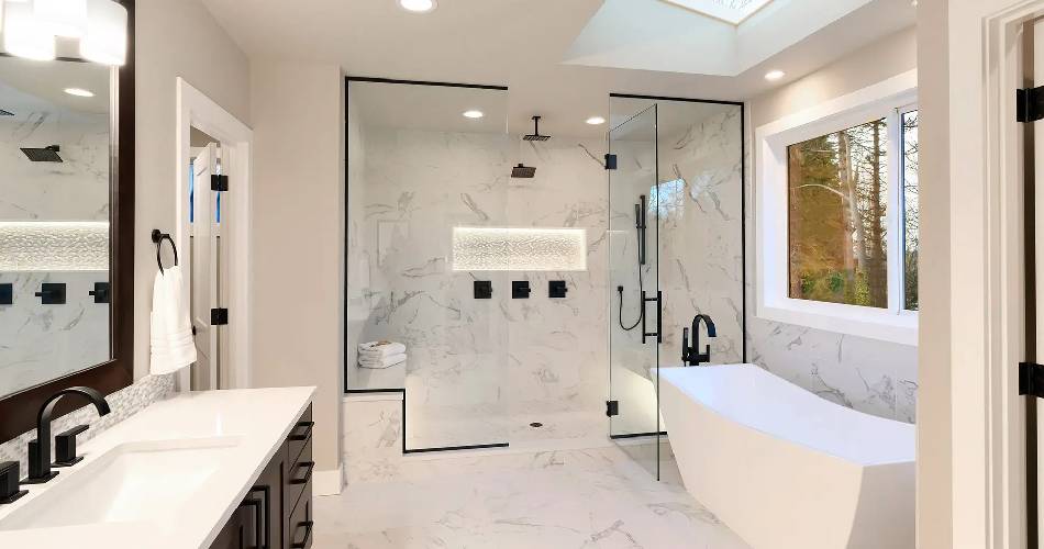 Luxury remodeled bathroom with modern fixtures